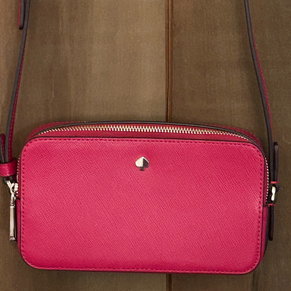 Kate Spade Pink Crossbody Camera Bag with Gold Hardware